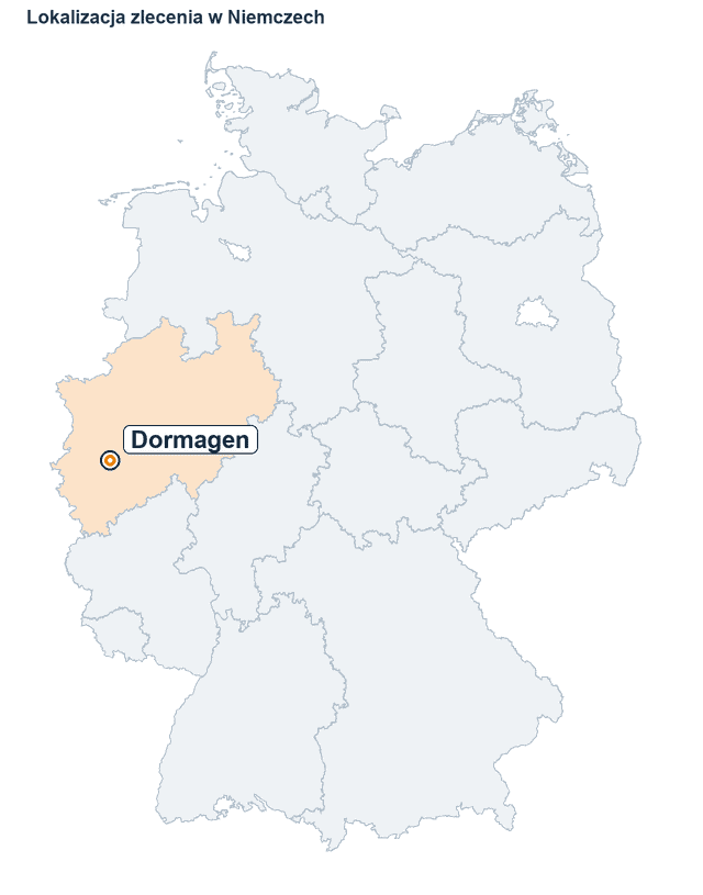 Mapa Niemiec z zaznaczoną lokalizacją miejscowości Dormagen