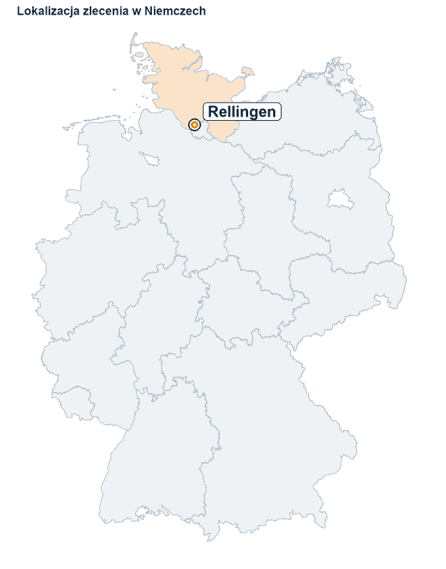 Mapa Niemiec z zaznaczoną lokalizacją miejscowości Rellingen