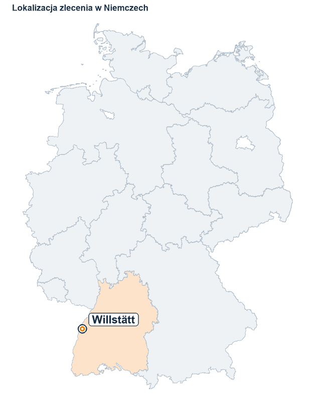 Mapa Niemiec z zaznaczoną lokalizacją miejscowości Willstätt