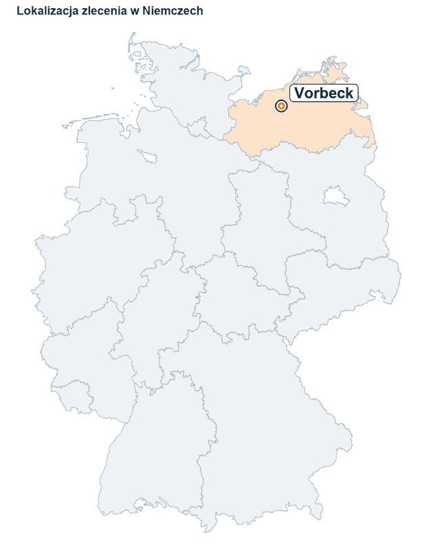 Mapa Niemiec z zaznaczoną lokalizacją miejscowości Vorbeck